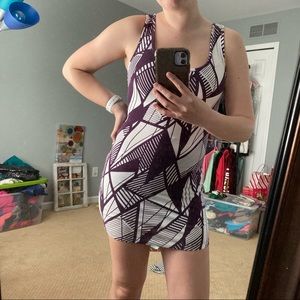 Purple and white geometric dress